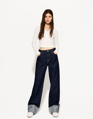 Jeans 90'S Wide Leg Vuelta Bajo Mujer 38 - Bershka - Modalova