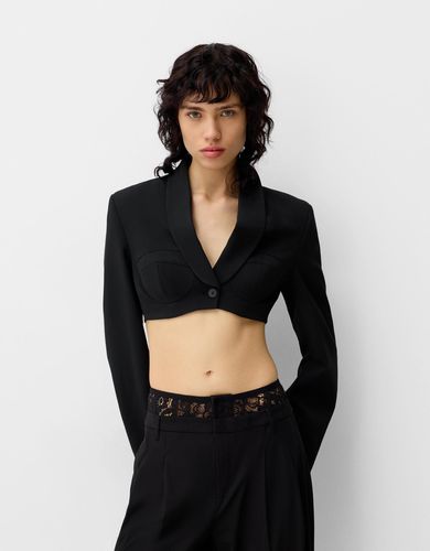 Blazer Cropped Mujer M - Bershka - Modalova