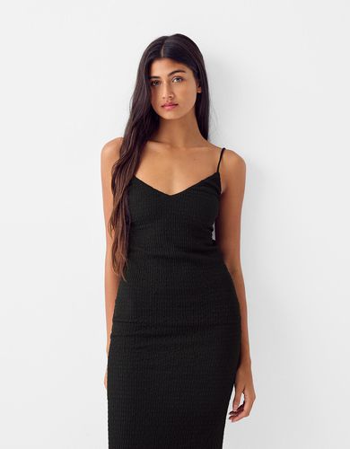 Vestido Midi Tirantes Rústico Mujer M - Bershka - Modalova