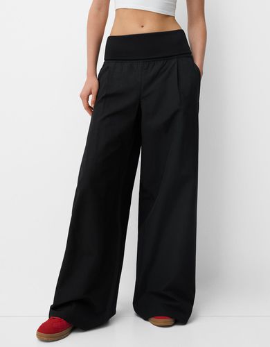 Pantalón Wide Leg Vuelta Cintura Mujer L - Bershka - Modalova