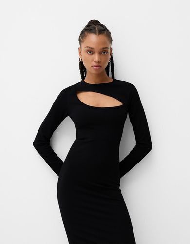 Vestido Midi Cut-Out Mujer S - Bershka - Modalova