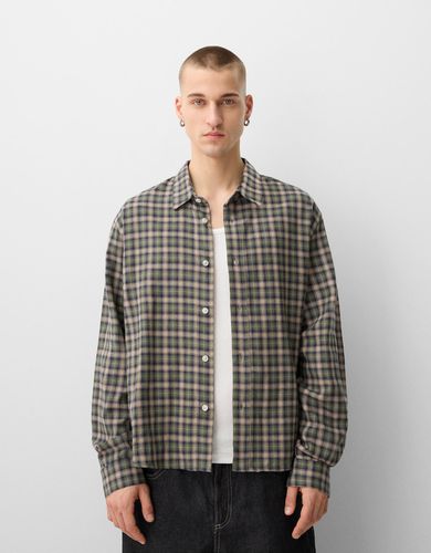 Camisa Manga Larga Boxy Cuadros Hombre L - Bershka - Modalova