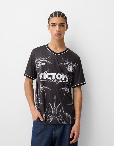 Camiseta Manga Corta Mesh Print Hombre L - Bershka - Modalova