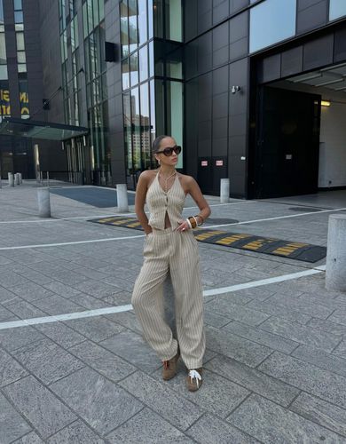 Ka Pantalón Balloon Pinzas Con Lino Mujer S " - Bershka - Modalova