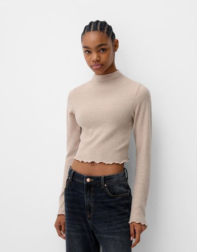 Jersey Cuello Alto Cropped Soft Touch Mujer 10-12 - Bershka - Modalova