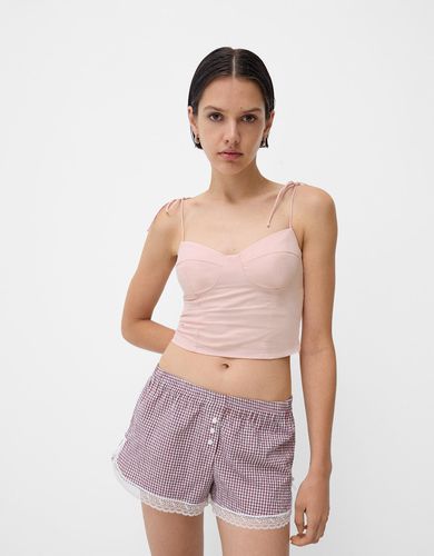 Top Cropped Tiras Lazo Mujer L - Bershka - Modalova