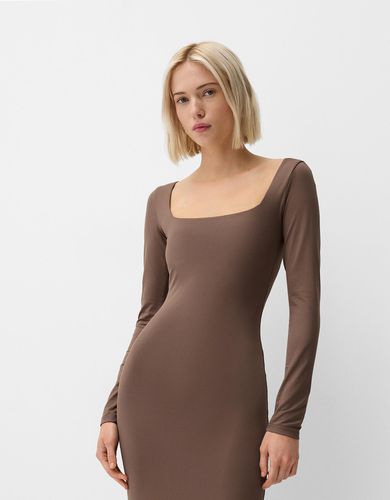 Vestido Midi Manga Larga Mujer L - Bershka - Modalova