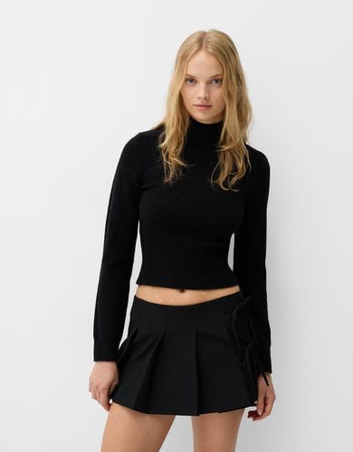 Falda Mini Tablas Detalle Lazo Mujer L - Bershka - Modalova