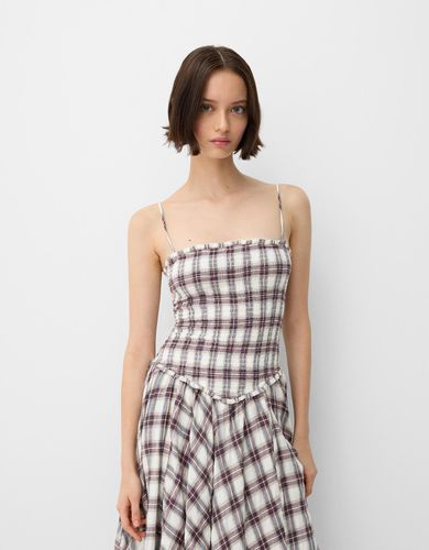 Vestido Bandeau Cuadros Volantes Mujer L - Bershka - Modalova