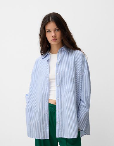 Camisa Manga Larga Oversize Rayas Mujer S - Bershka - Modalova