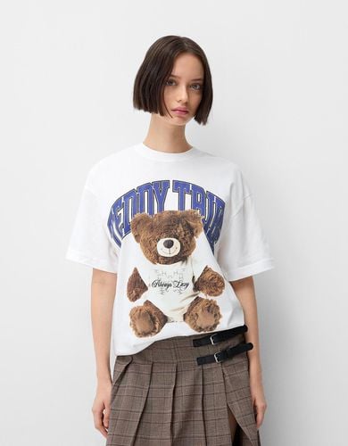 Camiseta Manga Corta Oversize Print Mujer 10-12 - Bershka - Modalova