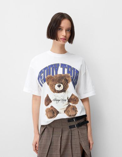 Camiseta Manga Corta Oversize Print Mujer S - Bershka - Modalova