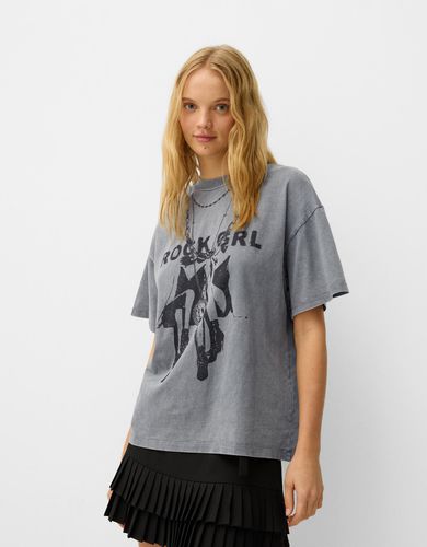 Camiseta Manga Corta Oversize Print Mujer M - Bershka - Modalova