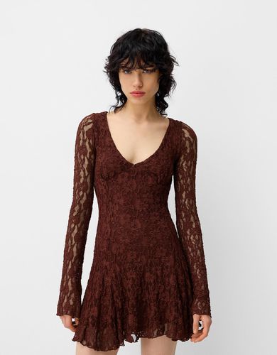 Vestido Mini Manga Larga Blonda Mujer L - Bershka - Modalova