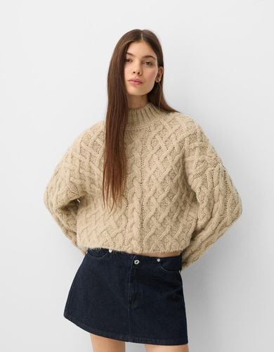 Jersey Cuello Alto Trenzado Mujer L - Bershka - Modalova