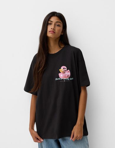 Camiseta Manga Corta Print Mujer S - Bershka - Modalova