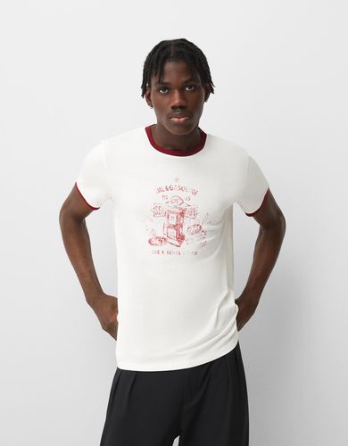 Camiseta Manga Corta Rib Contraste Hombre L - Bershka - Modalova