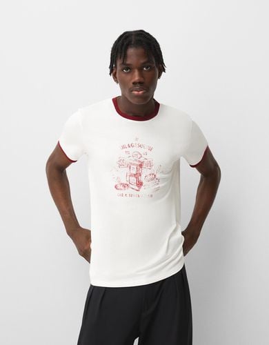 Camiseta Manga Corta Rib Contraste Hombre S - Bershka - Modalova