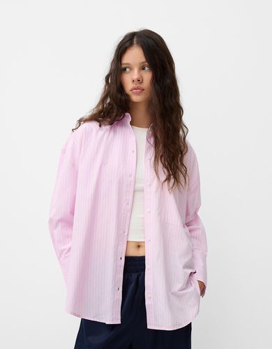 Camisa Manga Larga Oversize Rayas Mujer L - Bershka - Modalova