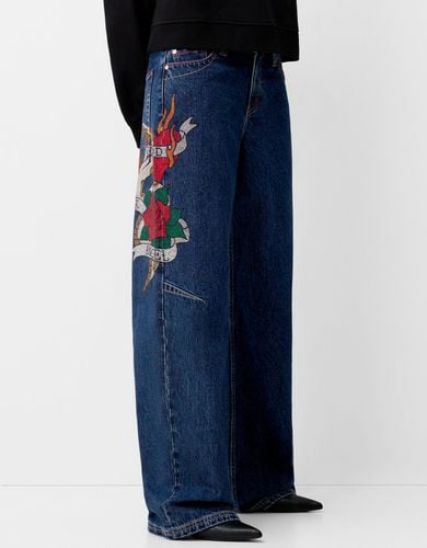 Jeans Boyfriend Strass Tattoo Mujer 32 - Bershka - Modalova