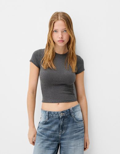 Camiseta Manga Corta Cuello Redondo Mujer 10-12 - Bershka - Modalova