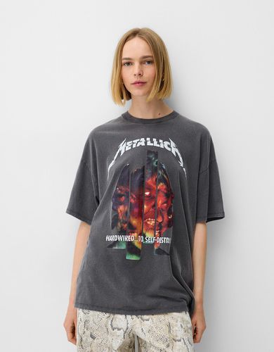 Camiseta Metallica Manga Corta Mujer L - Bershka - Modalova