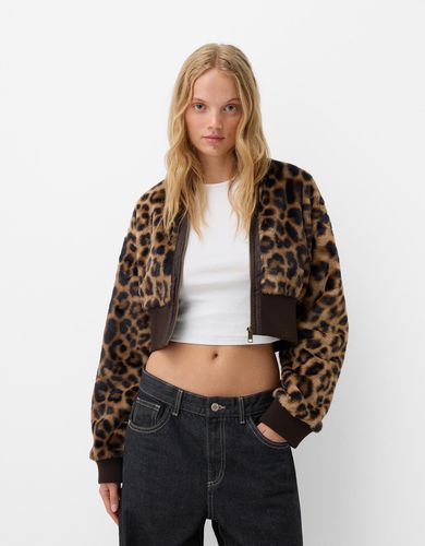 Chaqueta Efecto Pelo Animal Print Mujer M - Bershka - Modalova