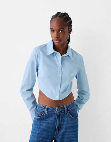 Camisa Entallada Manga Larga Rayas Mujer M - Bershka - Modalova