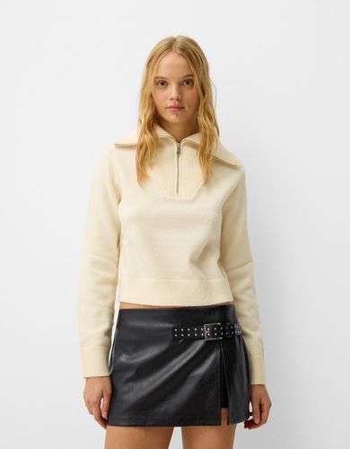 Falda Mini Efecto Piel Mujer 10-12 - Bershka - Modalova