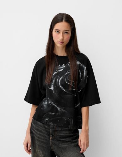 Camiseta Manga Corta Oversize Print Mujer L - Bershka - Modalova