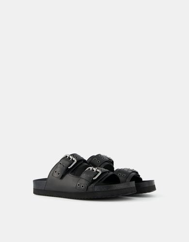 Sandalia Plana Piel Hebillas Hombre 40 - Bershka - Modalova