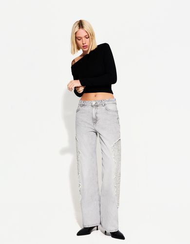 Jeans Baggy Bordado Mujer 42 - Bershka - Modalova