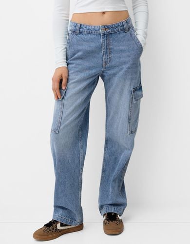 Jeans Straight Cargo Mujer 44 - Bershka - Modalova