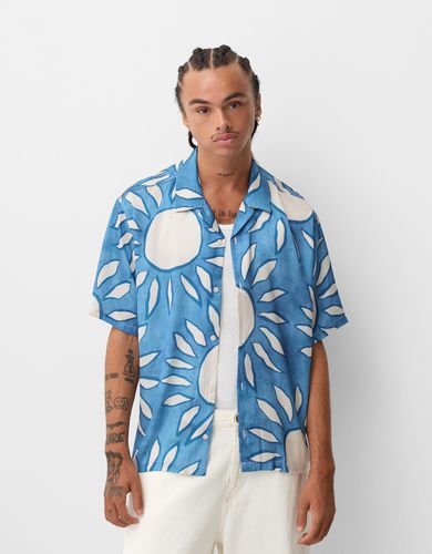 Camisa Manga Corta Relaxed Print Hombre Xs - Bershka - Modalova