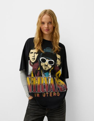 Camiseta Nirvana Manga Corta Mujer L - Bershka - Modalova