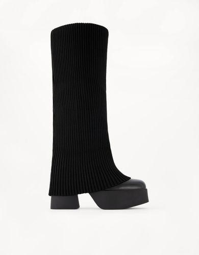 Bota Tacón Plataforma Con Calcetin Mujer 37 - Bershka - Modalova