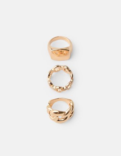 Pack 3 Anillos Cadena Signature Edition Mujer M - Bershka - Modalova