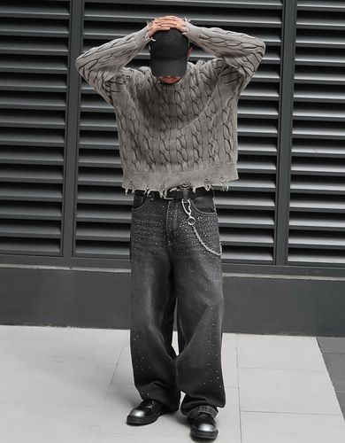 Rbaggy Strass Filtro Digital Hombre 42 " - Bershka - Modalova