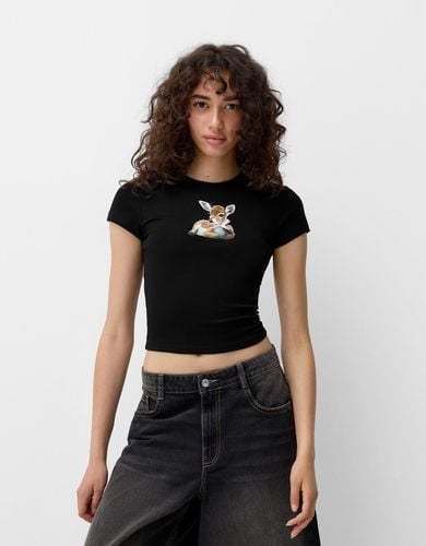 Camiseta Manga Corta Print Mujer L - Bershka - Modalova