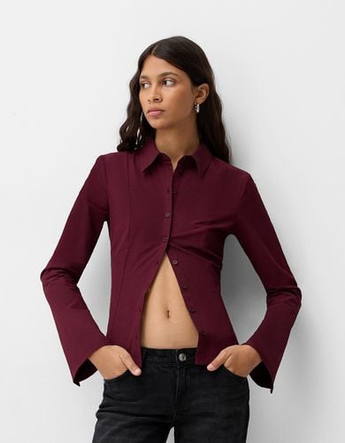 Camisa Manga Larga Entallada Mujer S - Bershka - Modalova