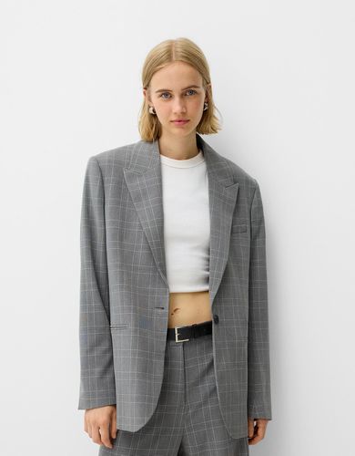 Bershka Blazer Cuadros Mujer L Gris - Bershka - Modalova