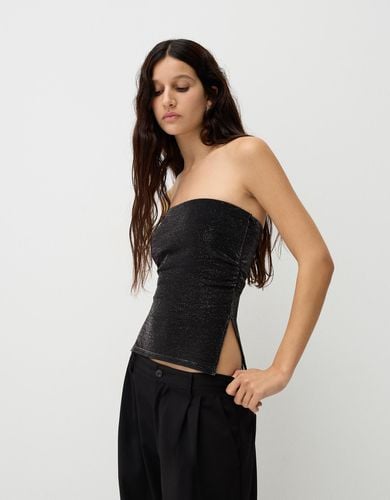 Top Bandeau Hilo Metalizado Aberturas Laterales Mujer M - Bershka - Modalova