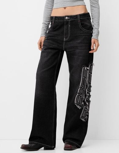 Jeans Baggy Parche Mujer 32 - Bershka - Modalova