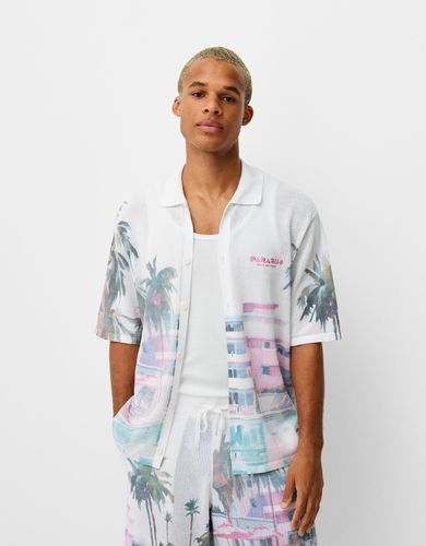 Camisa X Paradiso Manga Corta Print Hombre S - Bershka - Modalova