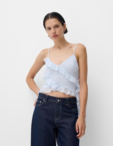 Top Chifón Volantes Mujer L - Bershka - Modalova