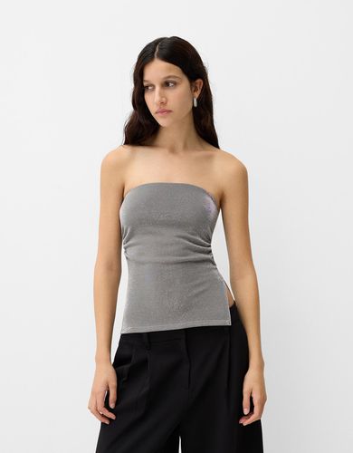 Top Bandeau Hilo Metalizado Aberturas Laterales Mujer M - Bershka - Modalova