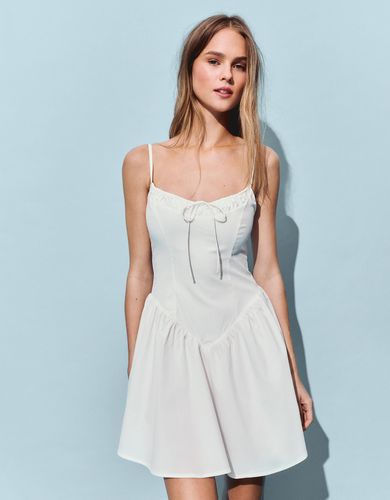 Vestido Mini Tirantes Frunce Mujer S - Bershka - Modalova