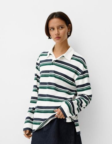 Camiseta Manga Larga Cuello Polo Mujer L - Bershka - Modalova