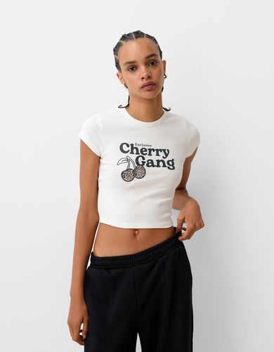 Camiseta Manga Corta Print Mujer L - Bershka - Modalova