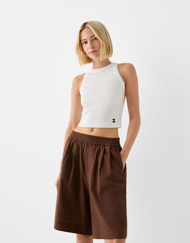 Bermuda Rústica Algodón Mujer Xl - Bershka - Modalova